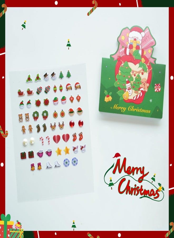 koutey Christmas Stick On Earrings for Little Girls 4-6 - Girls and Toddlers Cute Colorful Christmas Sticker Earrings Self-Adhesive Craft Gem Jewelry Stickers, Christmas New Year Gift - Image 2